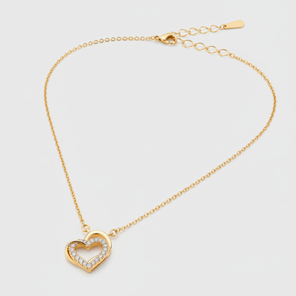 Forever Love Crystal Open Heart Pendant Necklace