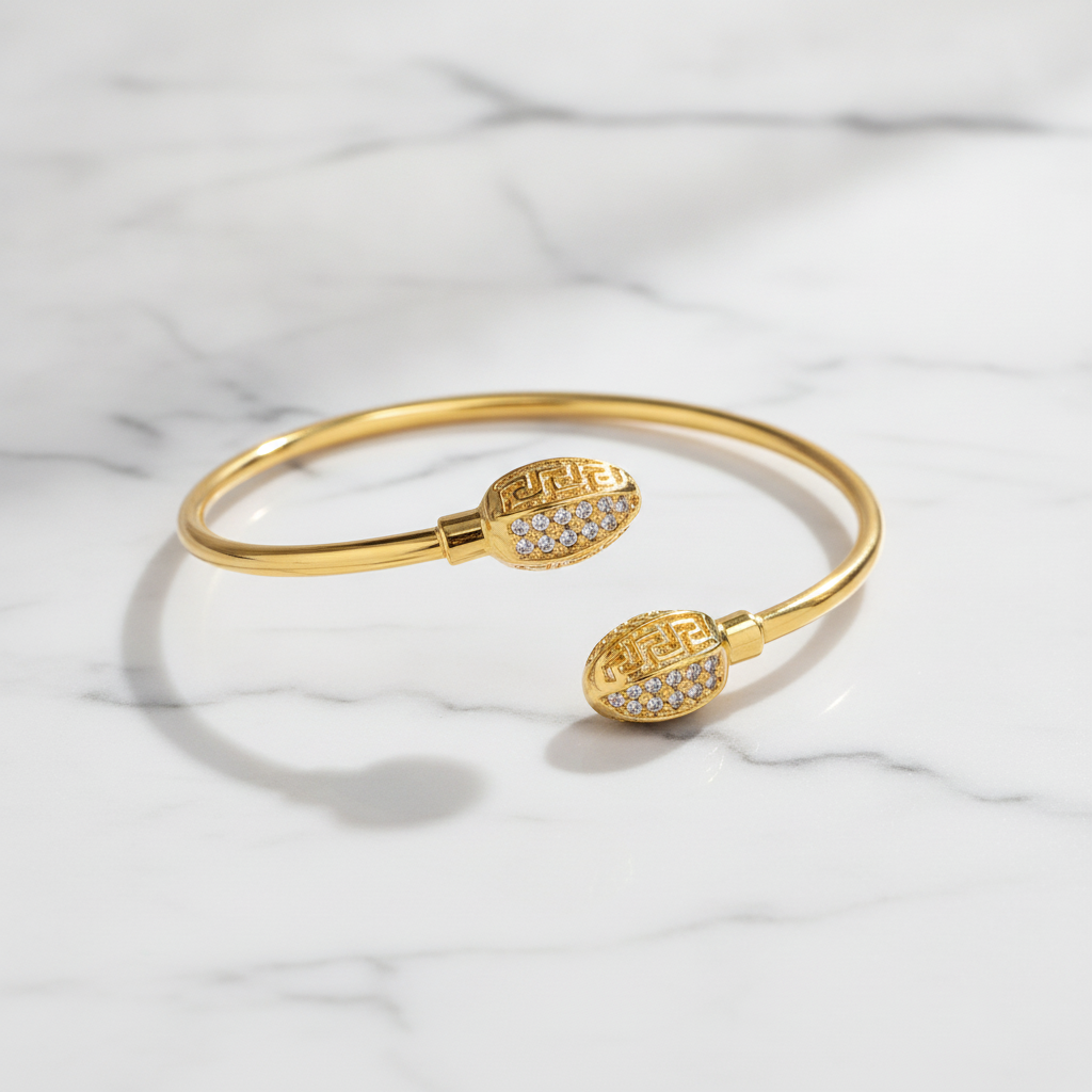 Luxury Oval Greek Key Open Kada Bracelet for women & girls