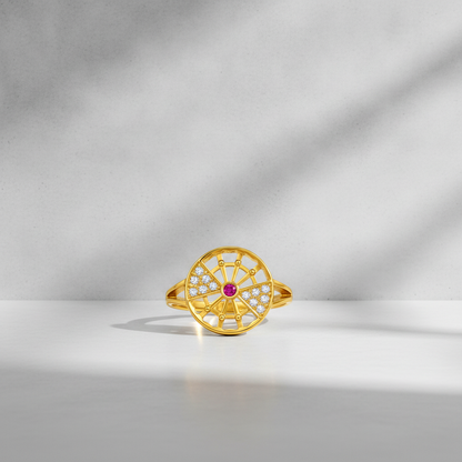 Regal Radiant Wheel Statement Ring For Women