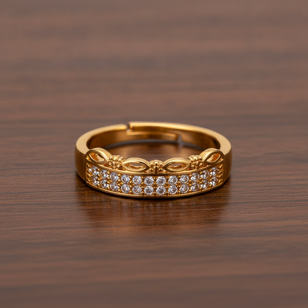 Royal Leafline Pavé Elegance Statement Ring for Women