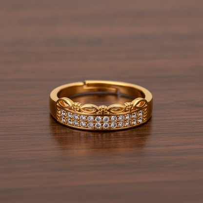 Royal Leafline Pavé Elegance Statement Ring for Women