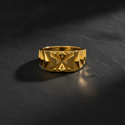 Imperial Diamond Crest Geometric Ring for Men