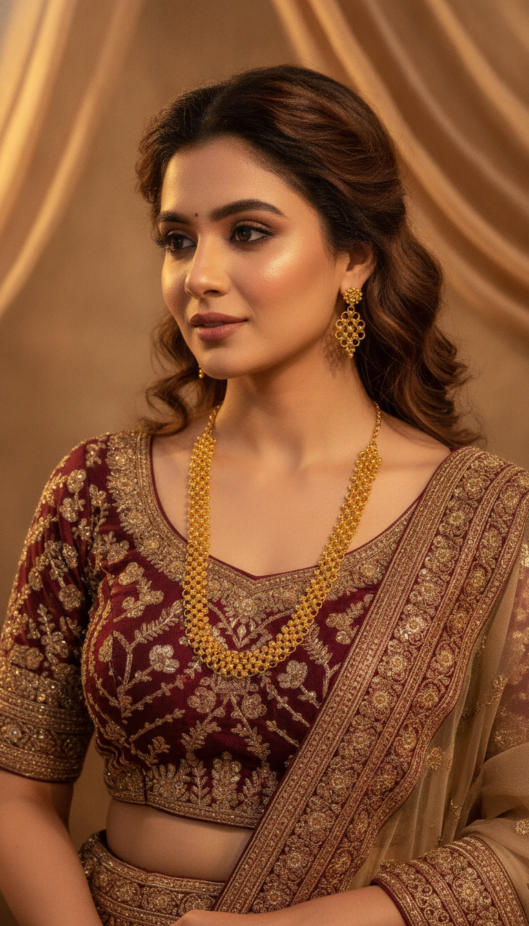 NUGOLD Premium Gold Beaded Choker Necklace Set with Matching Earrings