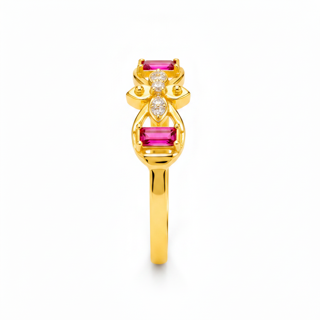Royal Fuchsia Butterfly Embrace Statement Ring