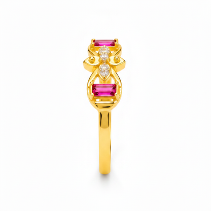 Royal Fuchsia Butterfly Embrace Statement Ring