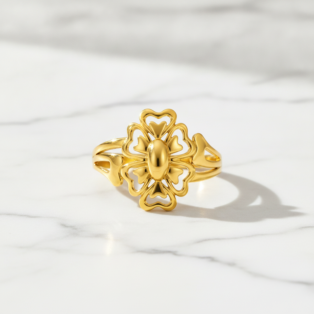 Elegant Floral Openwork Statement Ring for Women