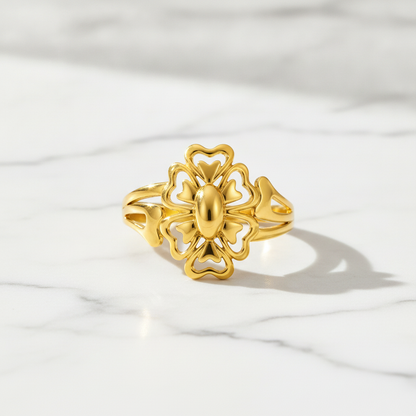 Elegant Floral Openwork Statement Ring for Women