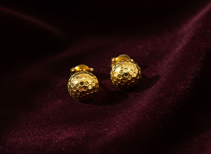 NuGold Textured Dome Gold-Toned Stud Earrings for Women