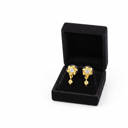 NuGold Twinkle Bloom Crystal Drop Earrings