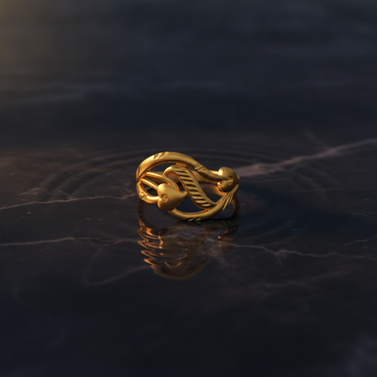 NUGOLD Elegant Leaf Design Adjustable Ring for Women
