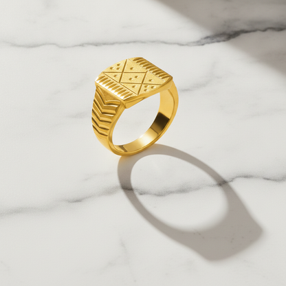 Royal Matrix Engraved Statement Ring