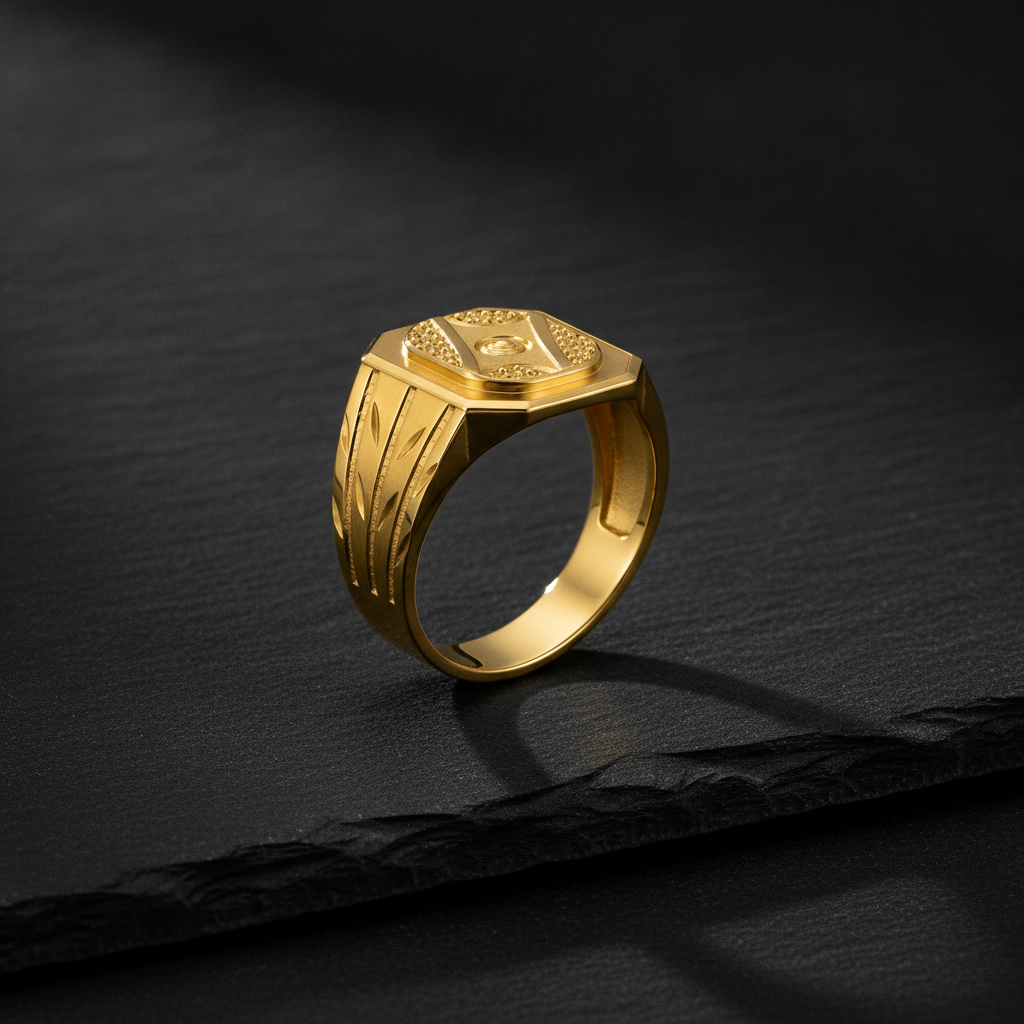 Imperial Hexagon Engraved Statement Ring