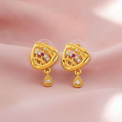 Royal Ruby Wave Teardrop Sparkle Earrings for Women