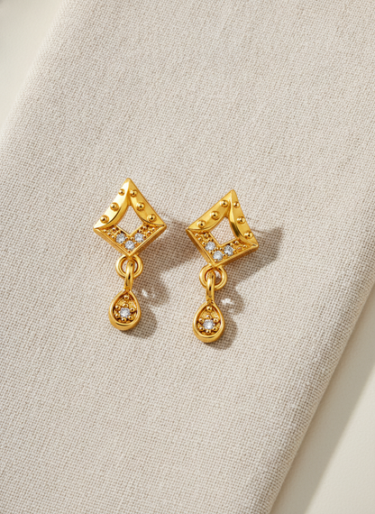 Royal Geometric Teardrop Crystal Drop Earrings for Women