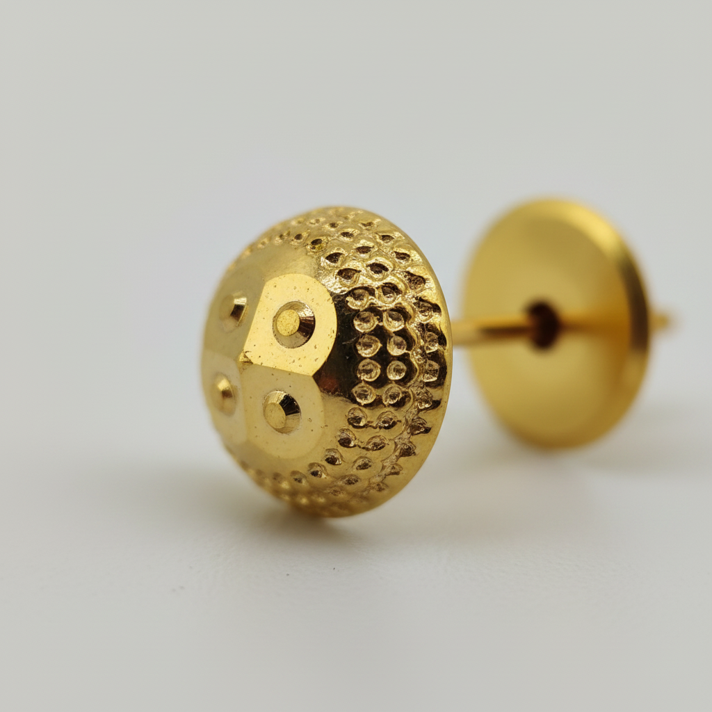 NuGold Textured Round Gold-Toned Stud Earrings for Women