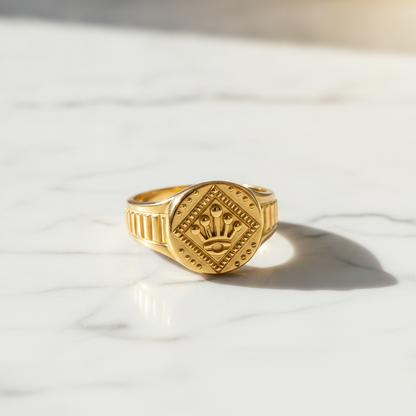 Royal Crown Crest Heritage Statement Ring for Men