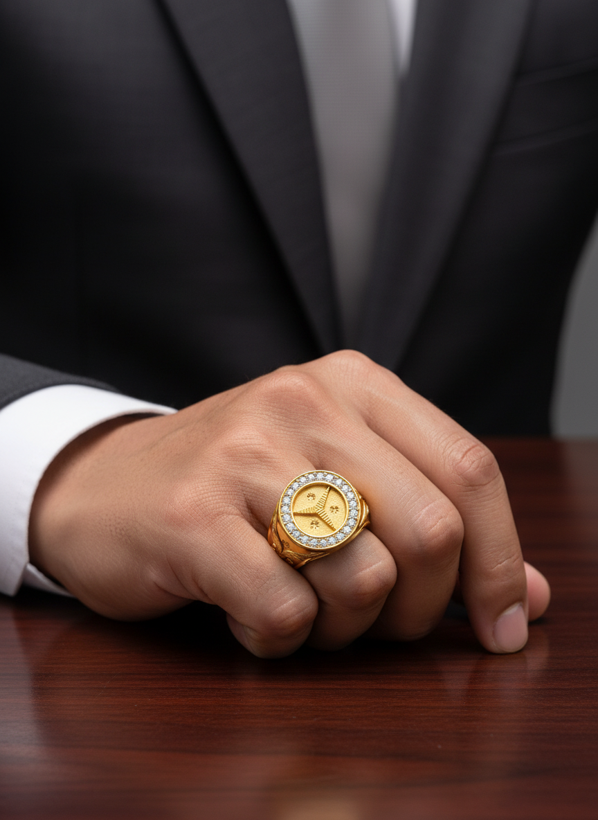 NuGold Imperial Star Emblem Ring