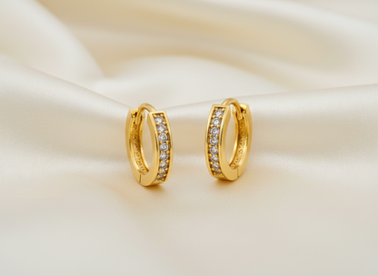 NuGold Crystal Line Gold-Toned Hoop Earrings for Women