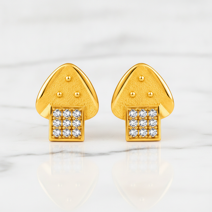 Celestial Tri-Beaded Cap Ear-Studs Earring