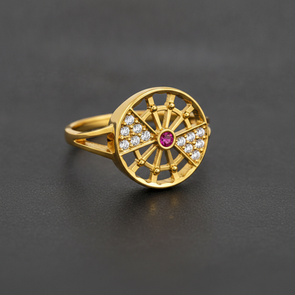 Regal Radiant Wheel Statement Ring For Women