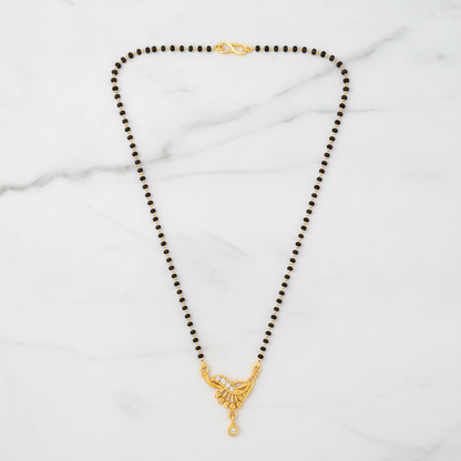 NUGOLD Classic Black Bead Mangalsutra with Designer Pendant