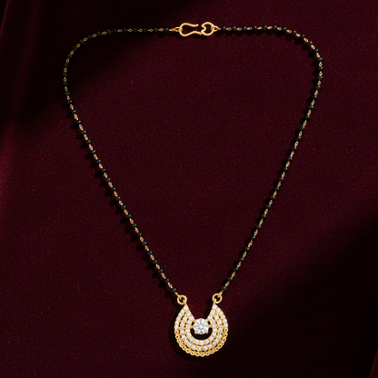NUGOLD Designer Black Bead Mangalsutra with Cubic Zirconia Pendant