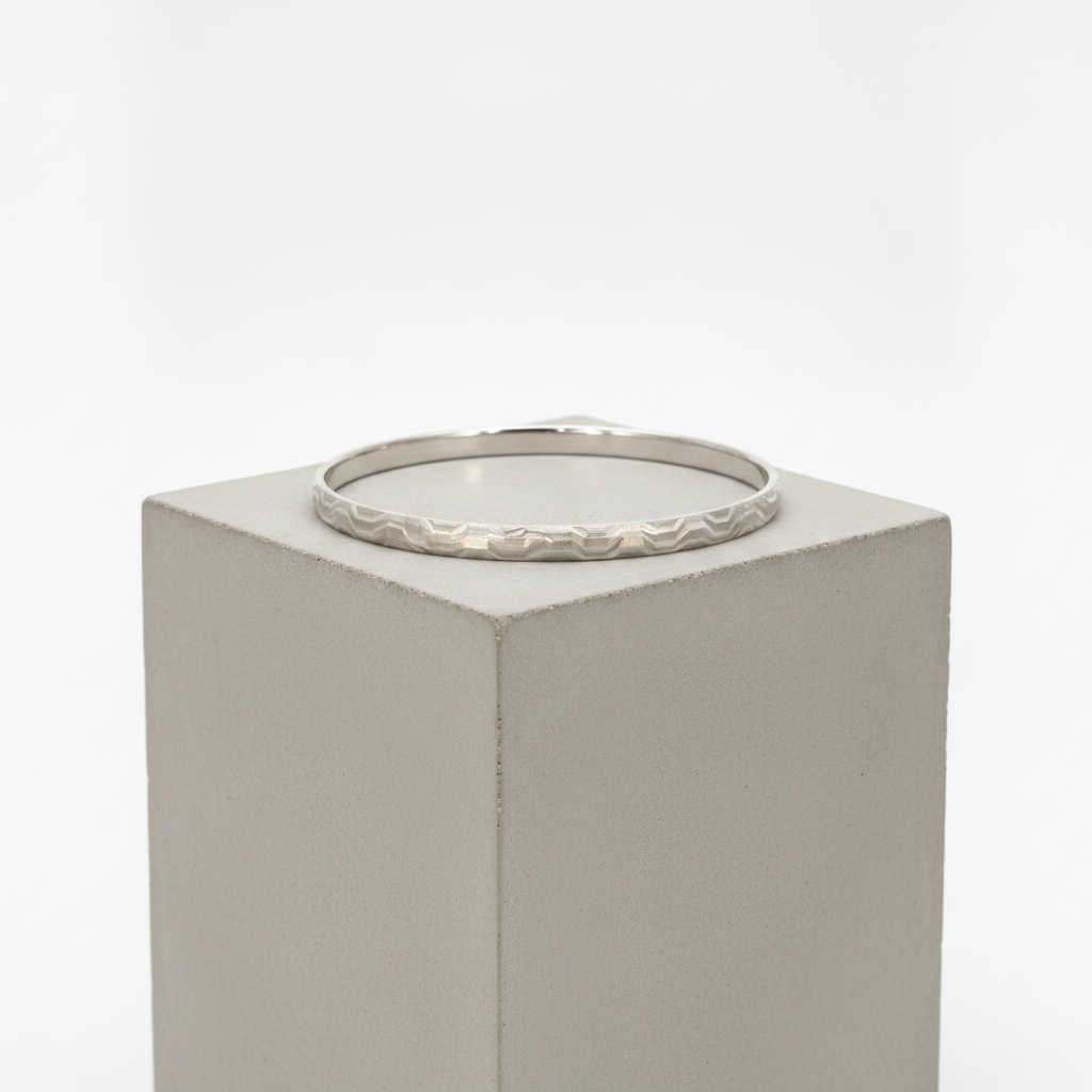 Premium 925 Sterling Silver Zigzag Pattern Kada Bracelet