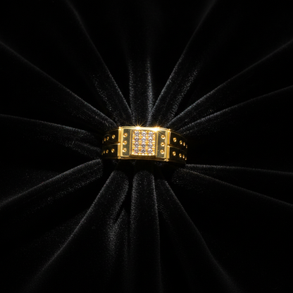 Premium Square Cluster Crystal Band Ring for Men