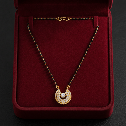 NUGOLD Designer Black Bead Mangalsutra with Cubic Zirconia Pendant