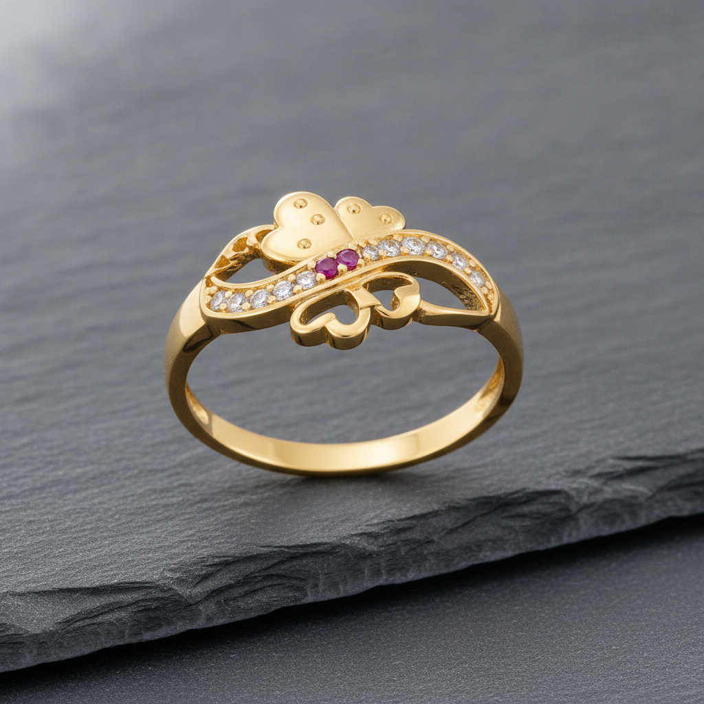 Royal Heart Infinity Ruby CZ Designer Ring