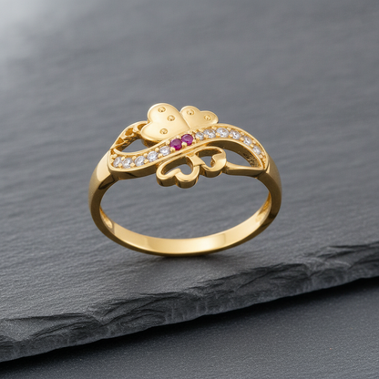 Royal Heart Infinity Ruby CZ Designer Ring