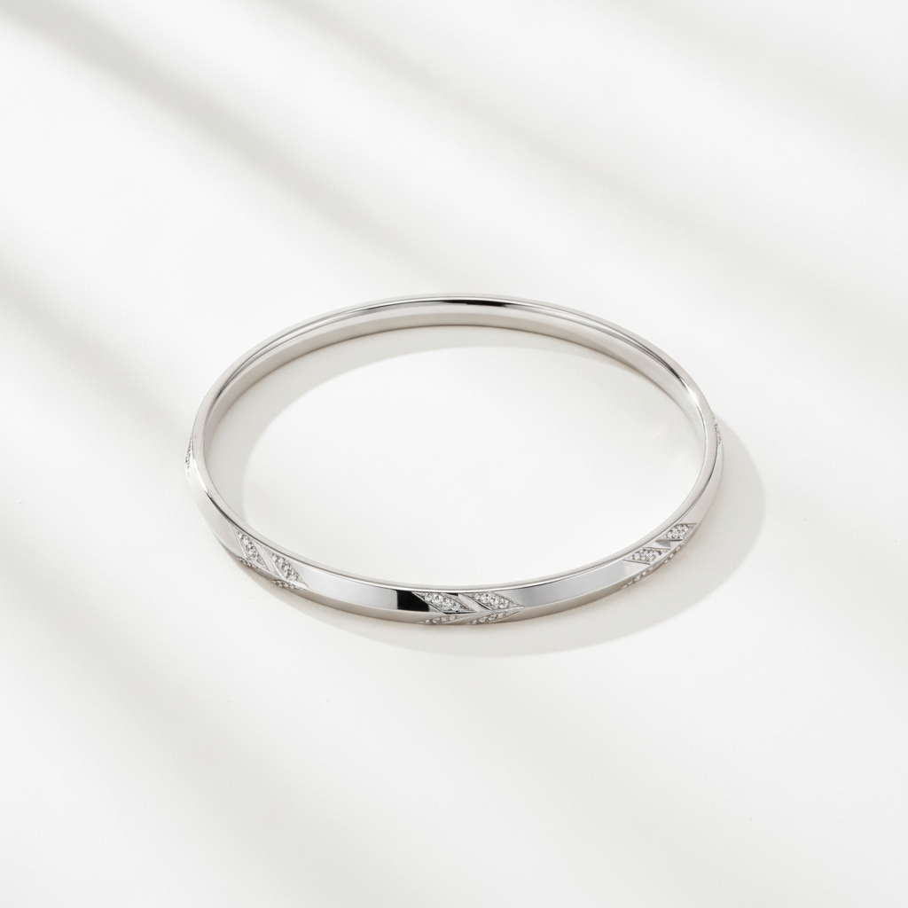925 Sterling Silver Diamond-Cut Designer Kada for Men & Women