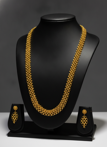 NUGOLD Premium Gold Beaded Choker Necklace Set with Matching Earrings