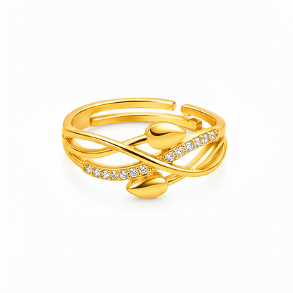 NUGOLD Infinity Leaf CZ Adjustable Ring for Women