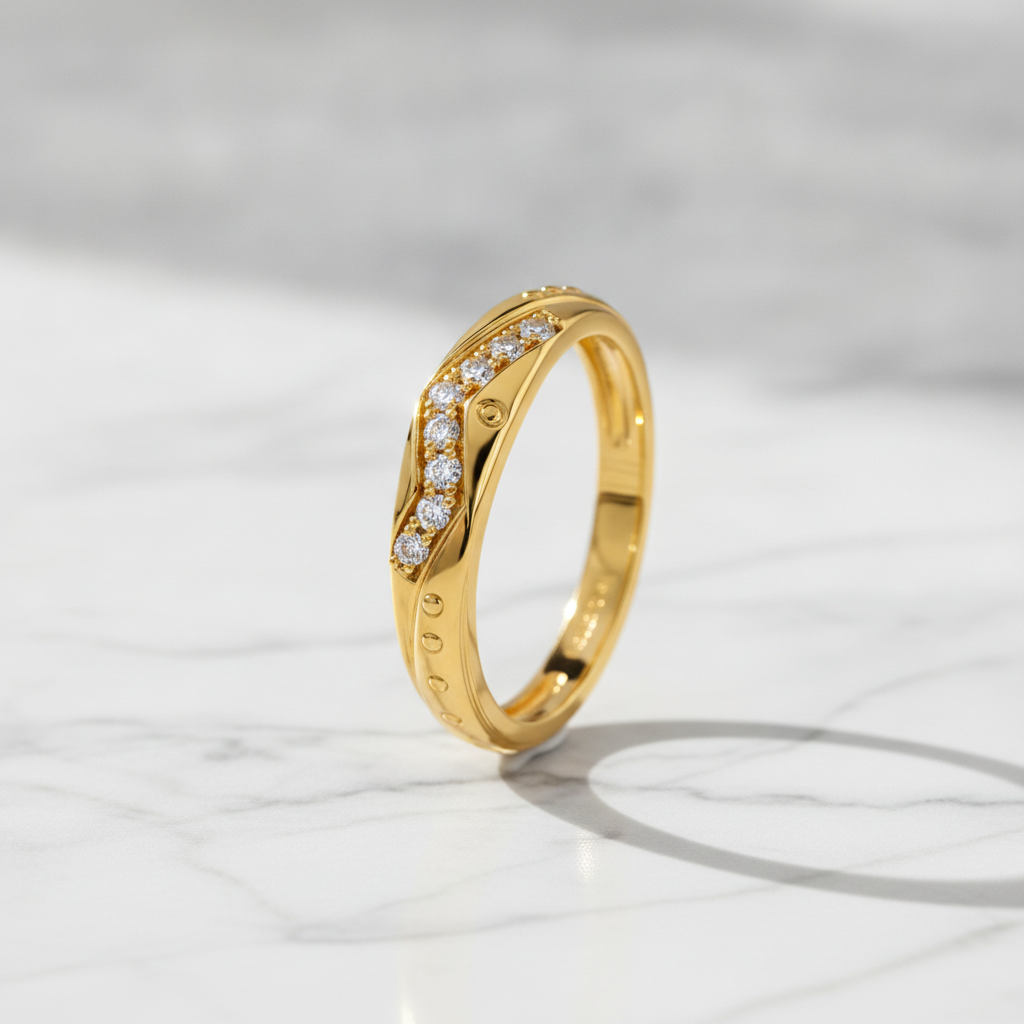 Elegant V-Shape Stone Detail Ring for Women