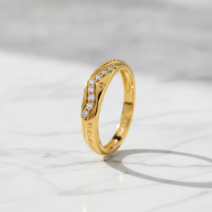 Elegant V-Shape Stone Detail Ring for Women