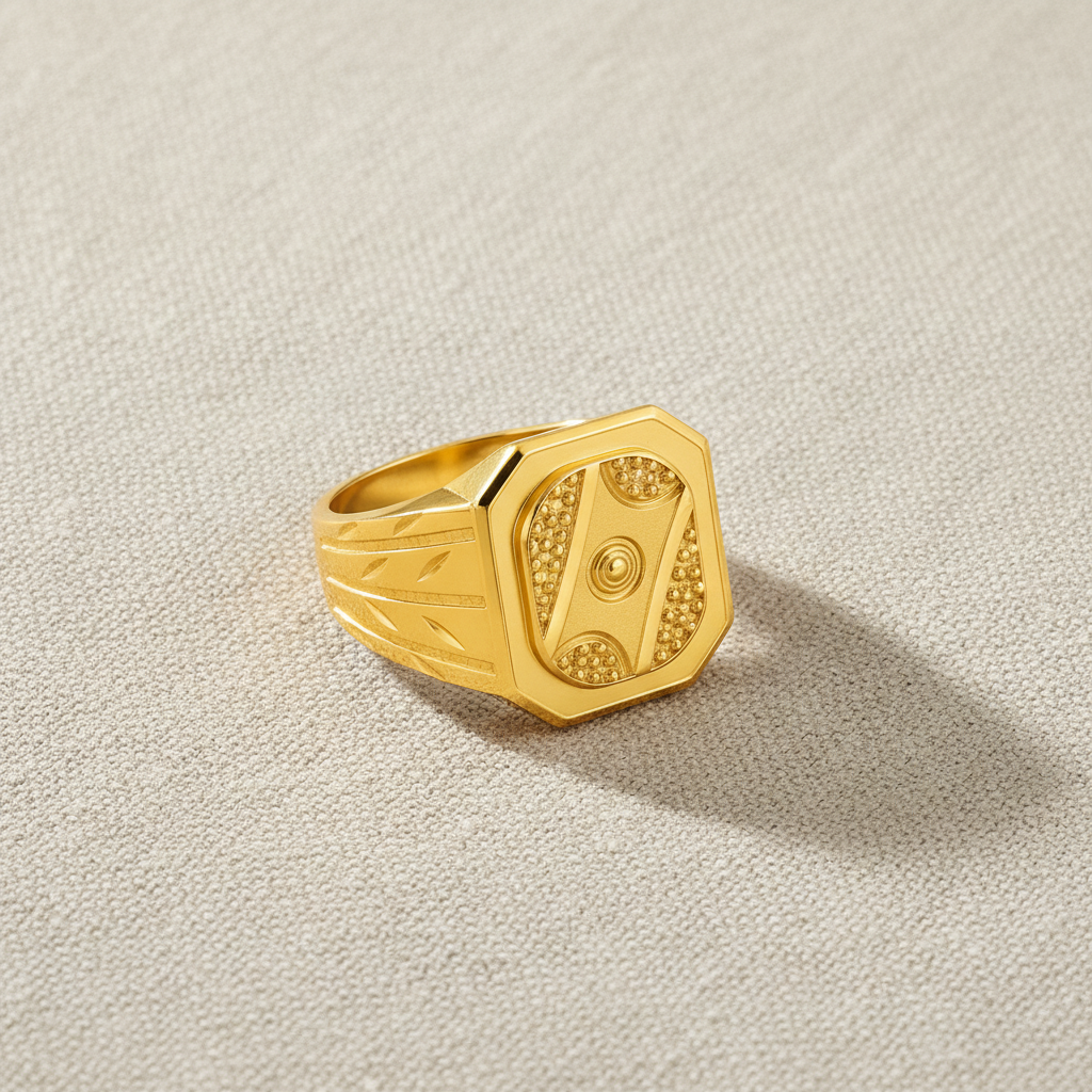 Imperial Hexagon Engraved Statement Ring