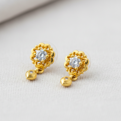 NuGold Blossom Spark Crystal Drop Earrings