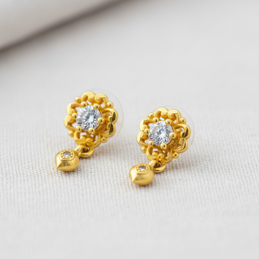 NuGold Blossom Spark Crystal Drop Earrings