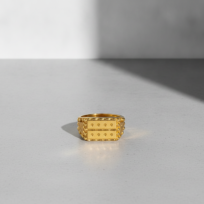 Imperial Dual Crest Engraved Statement Ring