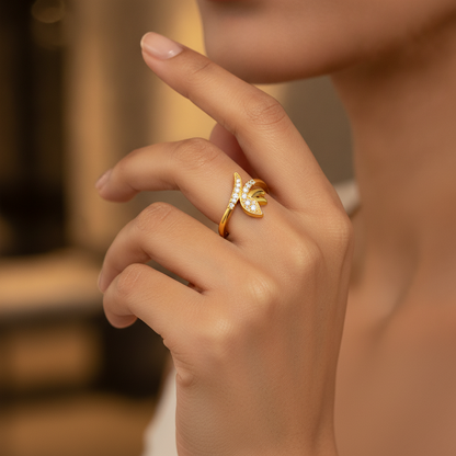 NUGOLD Delicate Butterfly CZ Fashion Ring