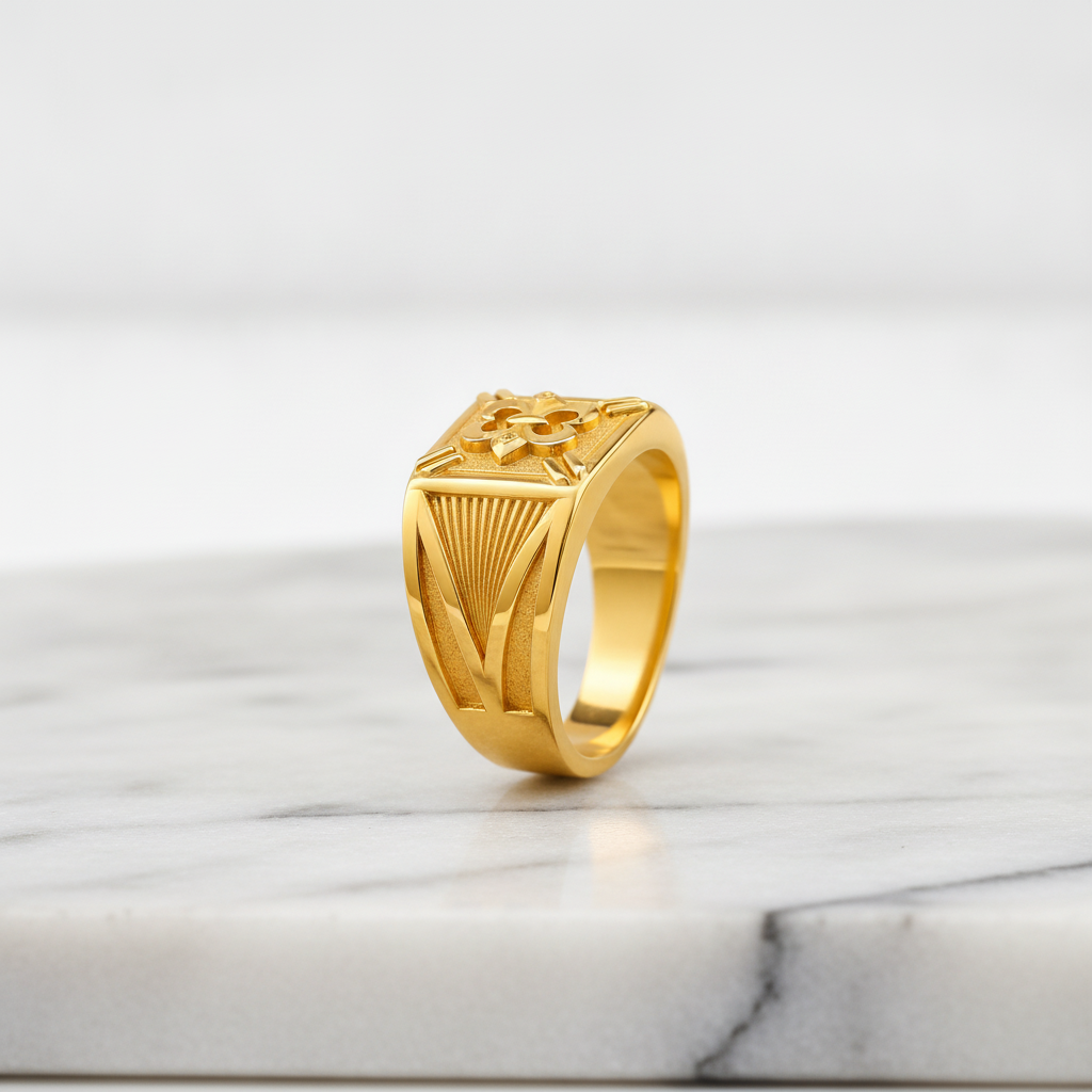 Royal Floral Crest Heritage Statement Ring for Men
