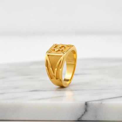 Royal Floral Crest Heritage Statement Ring for Men