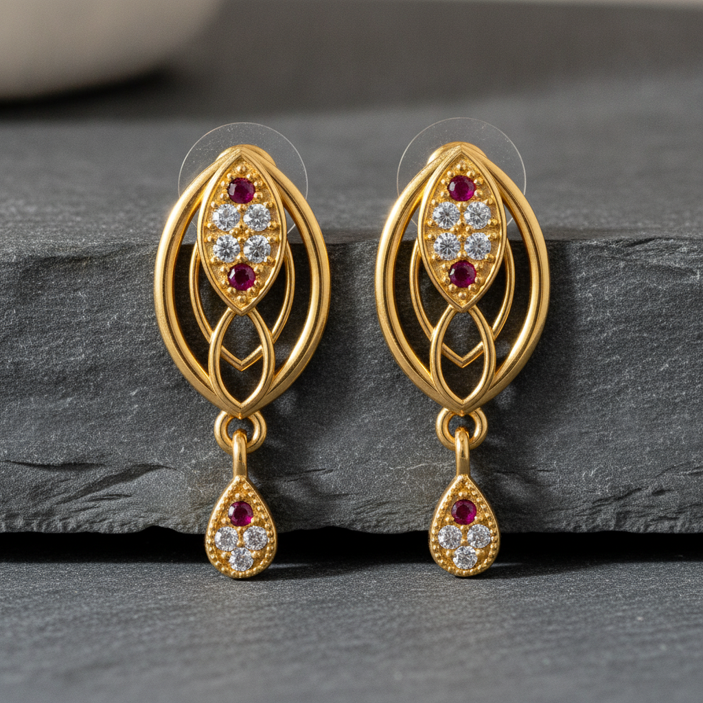 Radiant Interwoven Geometric Eye-Shape Stud Earrings