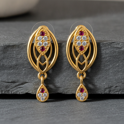 Radiant Interwoven Geometric Eye-Shape Stud Earrings