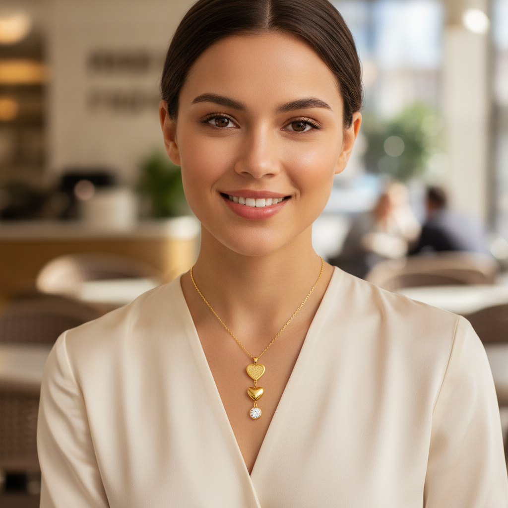 Celestial Love Heart Cascade Necklace