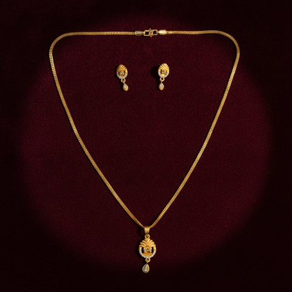 NUGOLD Timeless Floral CZ Pendant Necklace set