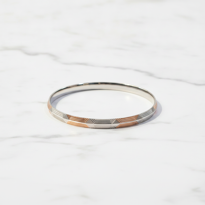 Premium 925 Sterling Silver Rose Gold Hexagon Pattern Kada