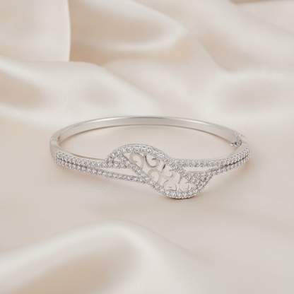 Royal Swirl CZ Stainless Silver Designer Bracelet For Women & Girls