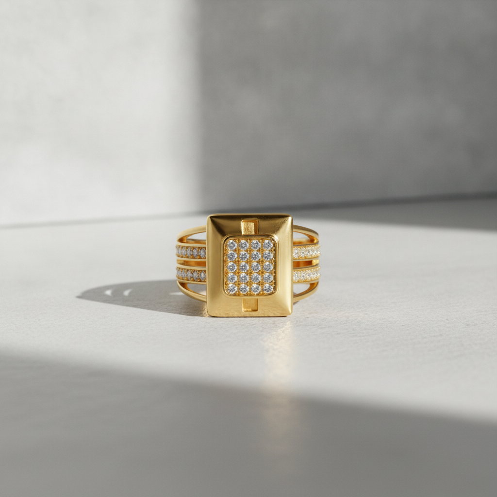 Imperial Luxe Square Pavé Statement Ring